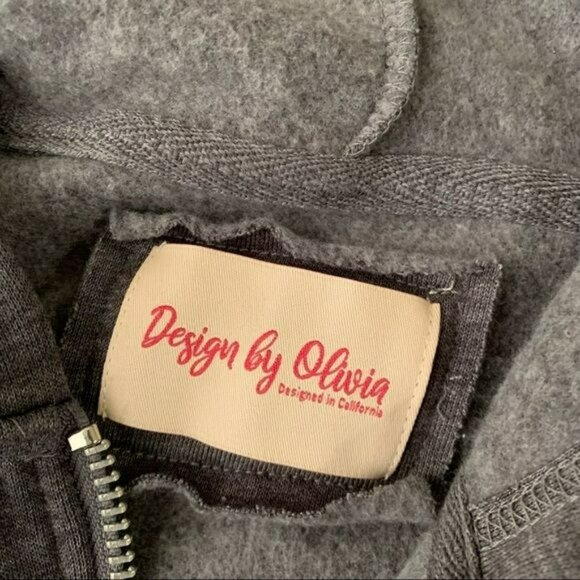 Design by Olivia Oversized Long Sleeve Zip Up Hoodie Tunic Sweatshirt Jacket M/L - Picture 4 of 8